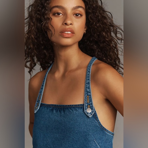 PILCRO Anthropologie Square Neck Denim Mini Dress Size Medium‎ - Picture 12 of 12